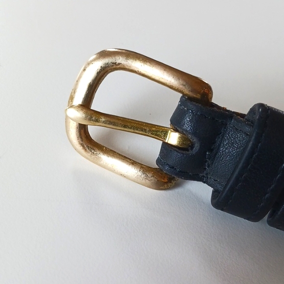 Coach Black and Tan Leather Belt with Gold Buckle - Picture 3 of 12